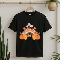 Cute Retro Vintage Fall Autumn Rainbow Mushrooms Pumpkins T-Shirt thumb 2