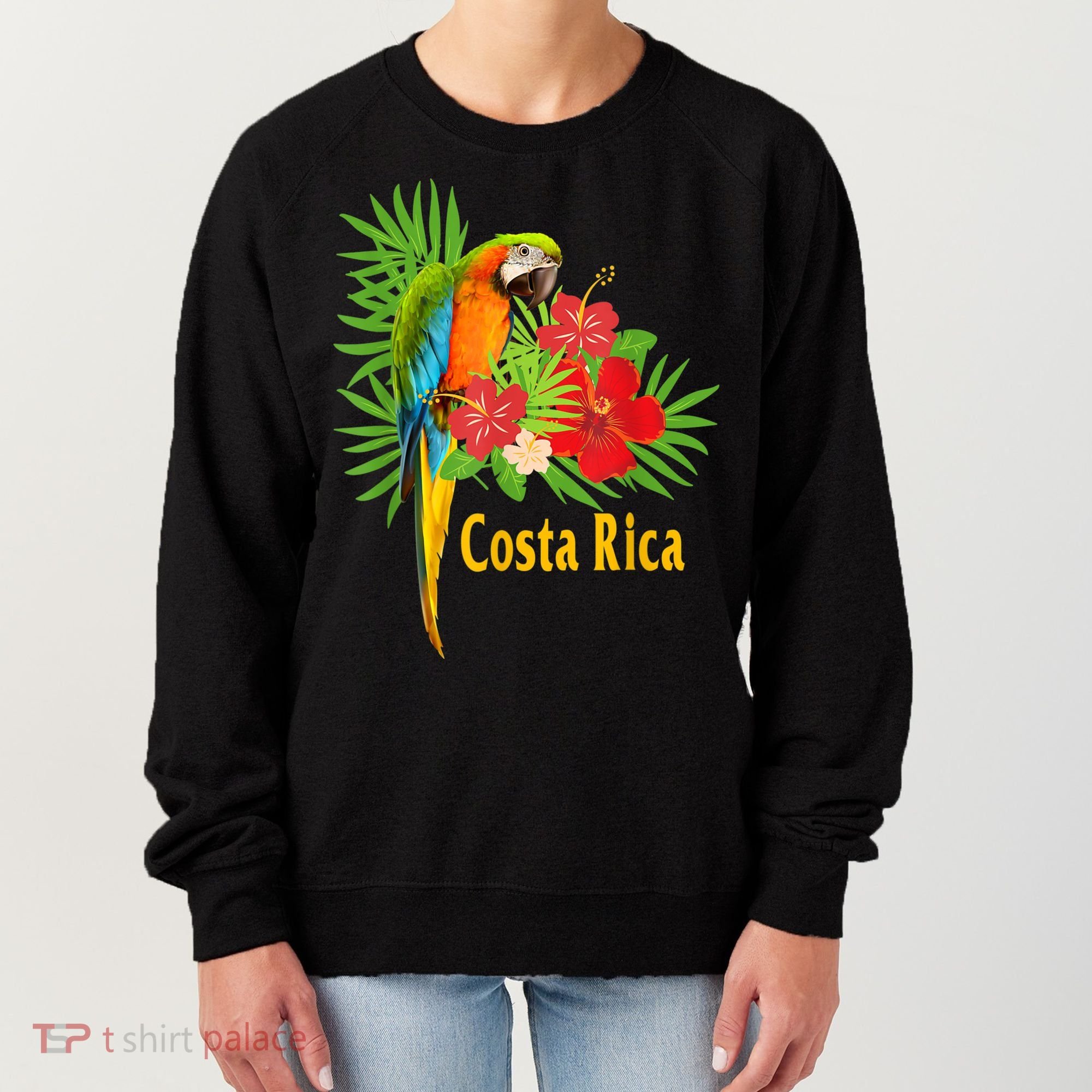 Costa Rica Vacation Parrot Tropical Flowers Women's Sweatshirt