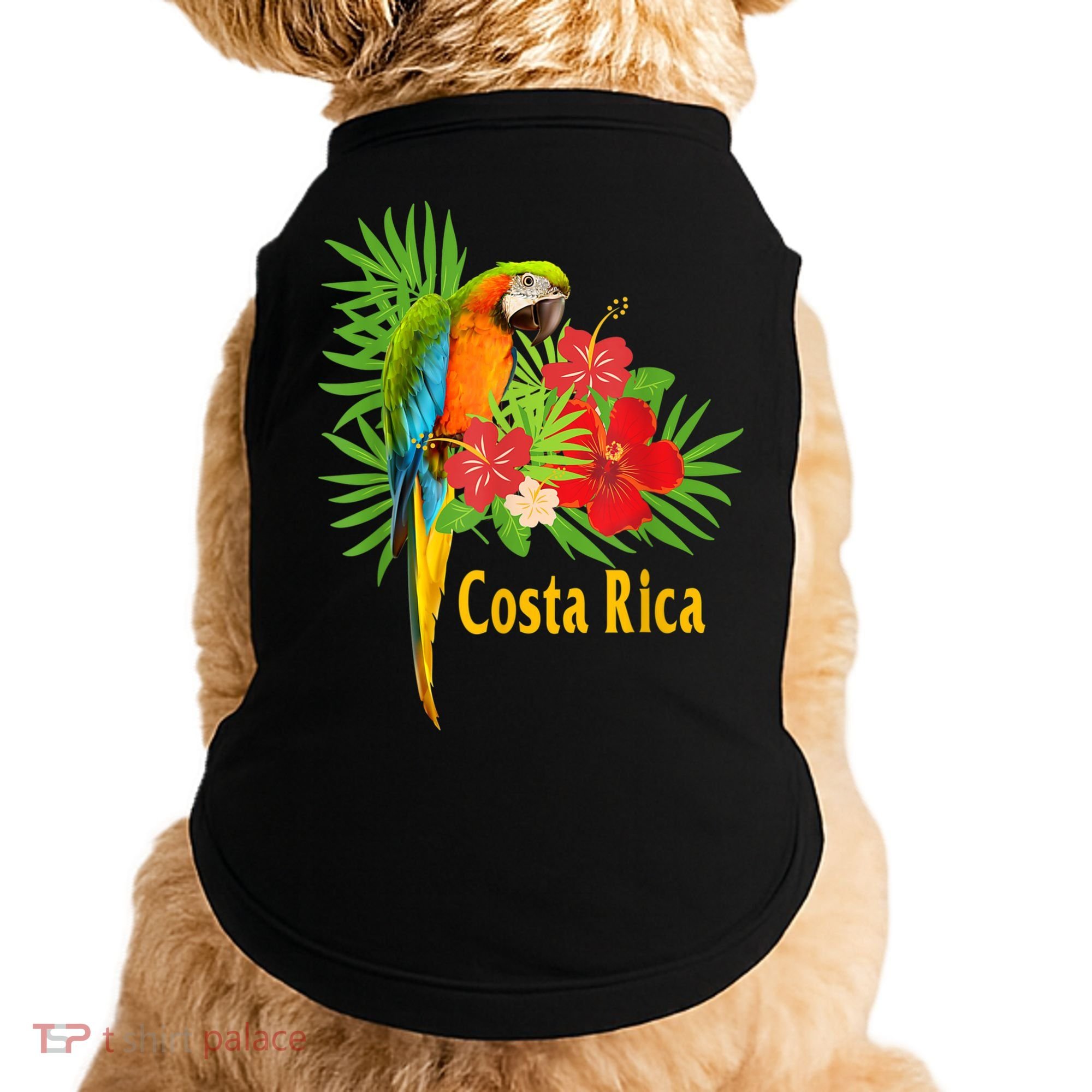 Costa Rica Vacation Parrot Tropical Flowers Doggie Tank