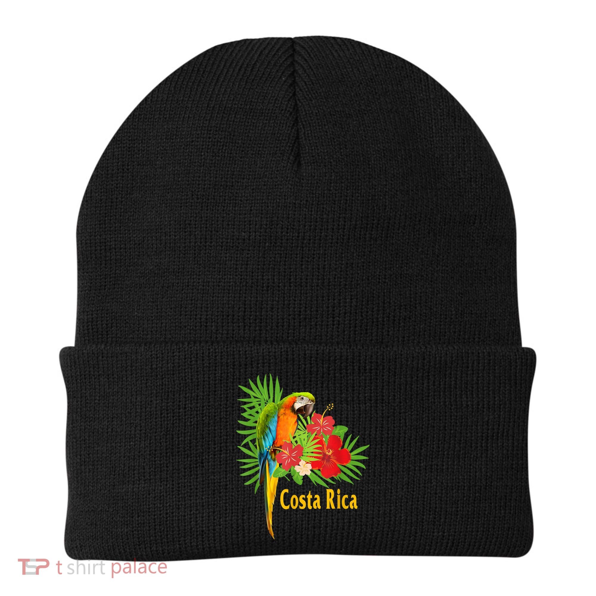 Costa Rica Vacation Parrot Tropical Flowers Beanie