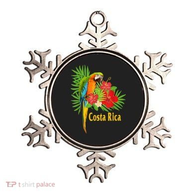Costa Rica Vacation Parrot Tropical Flowers Ornament