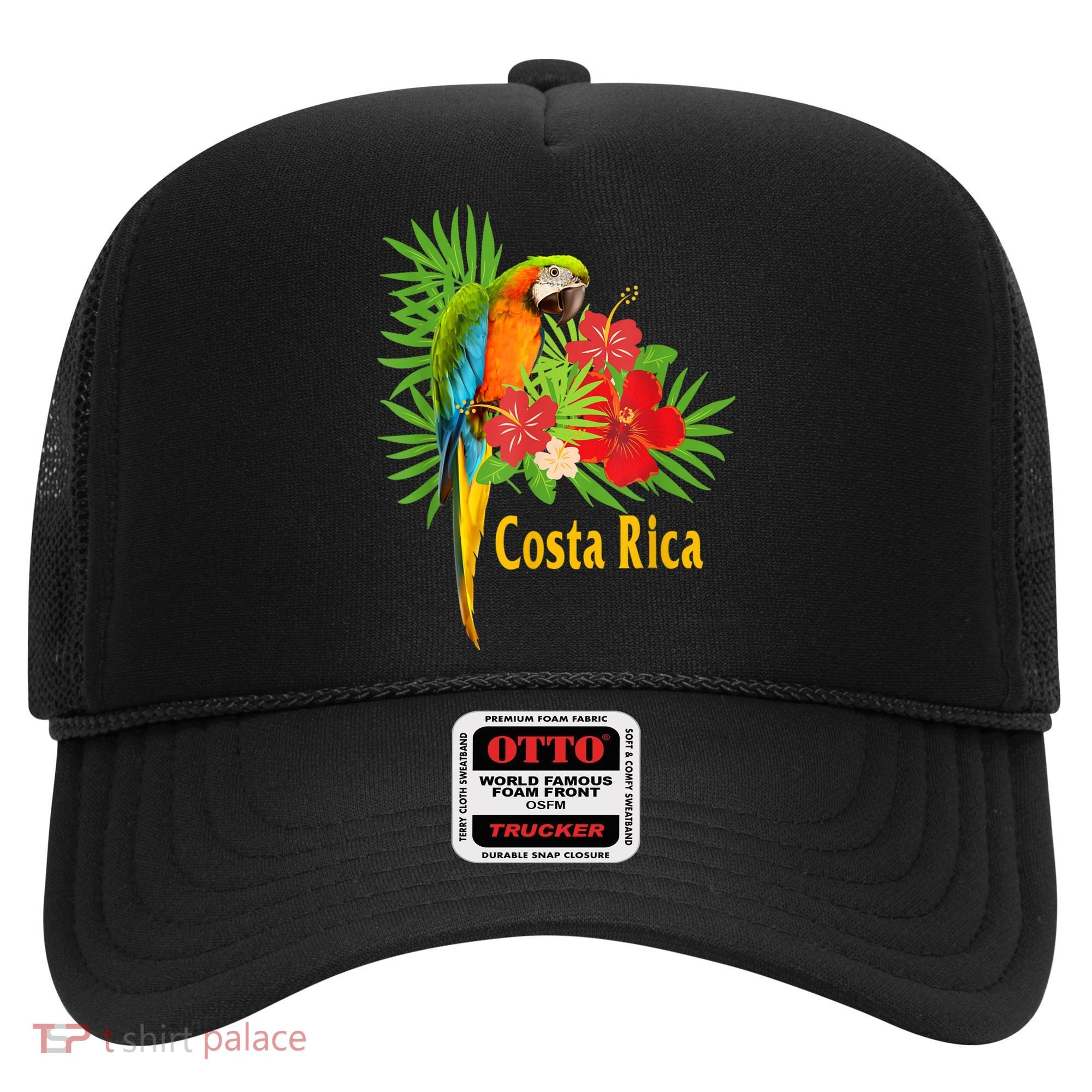 Costa Rica Vacation Parrot Tropical Flowers Hat
