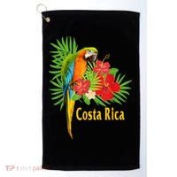 Costa Rica Vacation Parrot Tropical Flowers Golf Towel thumb 0