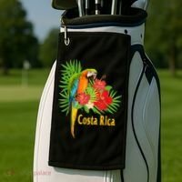 Costa Rica Vacation Parrot Tropical Flowers Golf Towel thumb 2