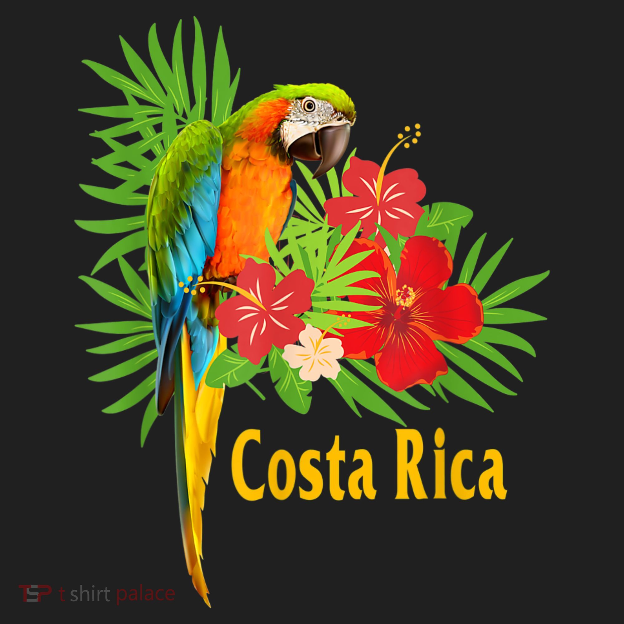 Costa Rica Vacation Parrot Tropical Flowers Golf Towel