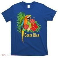 Costa Rica Vacation Parrot Tropical Flowers T-Shirt thumb 0