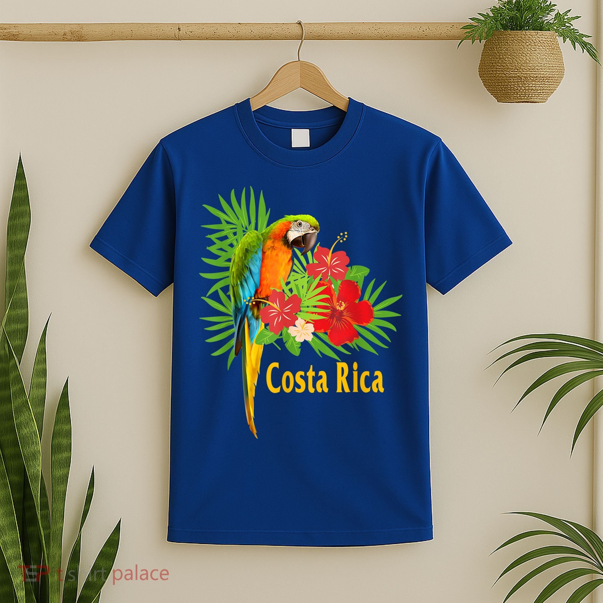Costa Rica Vacation Parrot Tropical Flowers T-Shirt