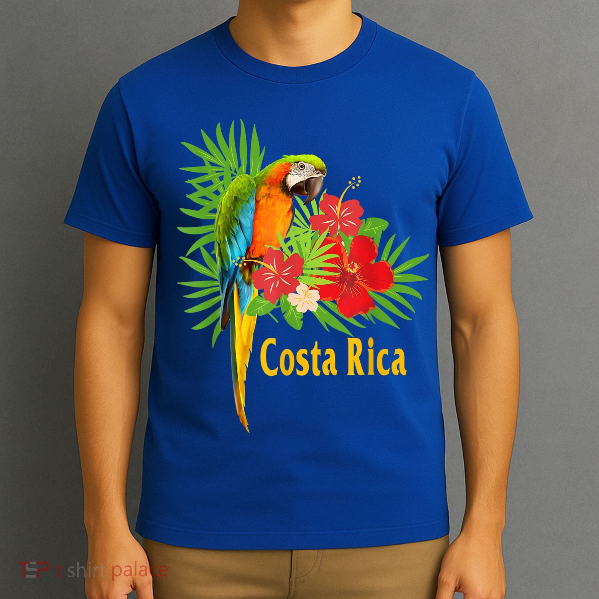 Costa Rica Vacation Parrot Tropical Flowers T-Shirt
