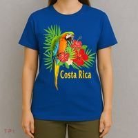 Costa Rica Vacation Parrot Tropical Flowers T-Shirt thumb 4