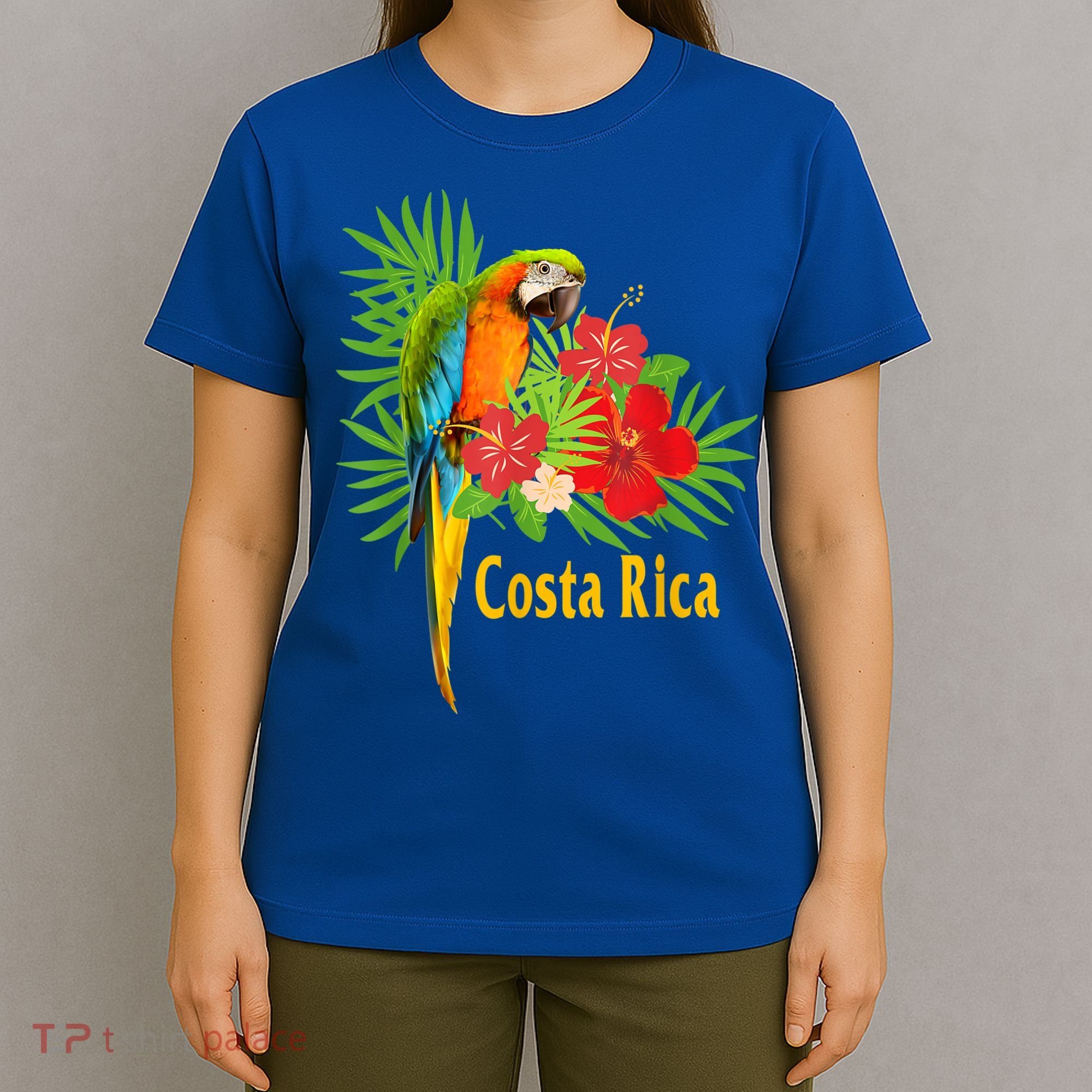 Costa Rica Vacation Parrot Tropical Flowers T-Shirt