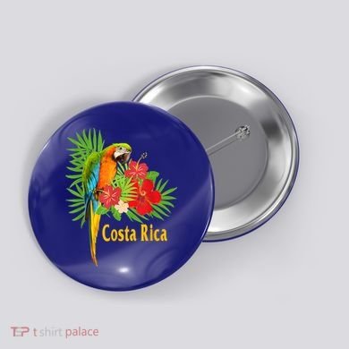 Costa Rica Vacation Parrot Tropical Flowers Button
