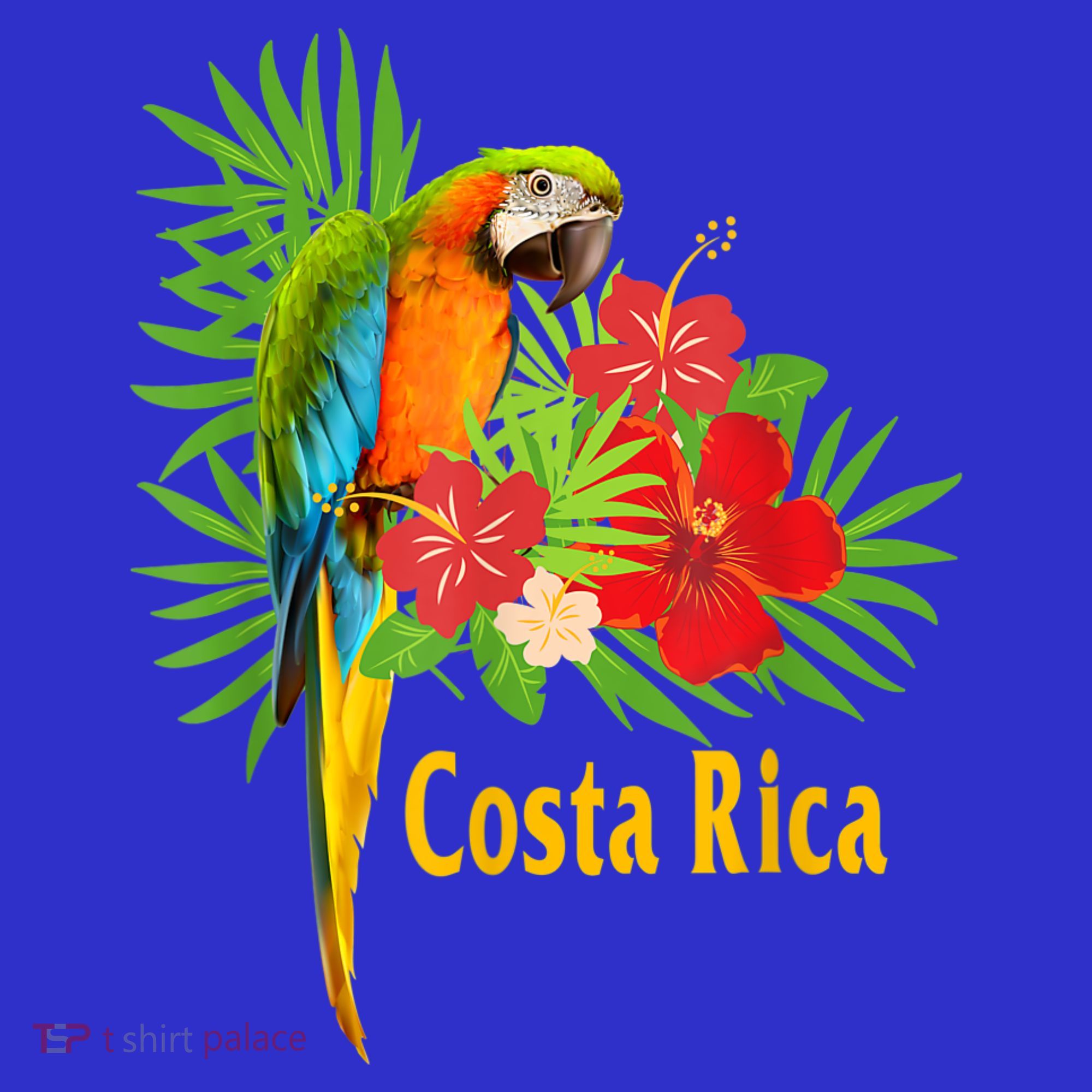 Costa Rica Vacation Parrot Tropical Flowers Button