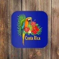 Costa Rica Vacation Parrot Tropical Flowers Coaster thumb 0