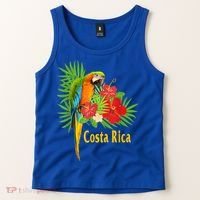 Costa Rica Vacation Parrot Tropical Flowers Tank Top thumb 2