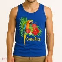 Costa Rica Vacation Parrot Tropical Flowers Tank Top thumb 3