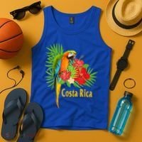 Costa Rica Vacation Parrot Tropical Flowers Tank Top thumb 4