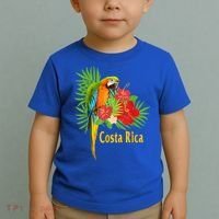 Costa Rica Vacation Parrot Tropical Flowers Toddler T-Shirt thumb 2
