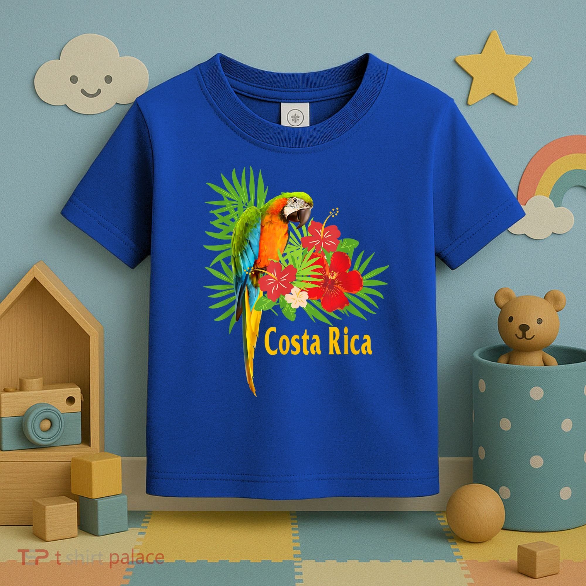 Costa Rica Vacation Parrot Tropical Flowers Toddler T-Shirt