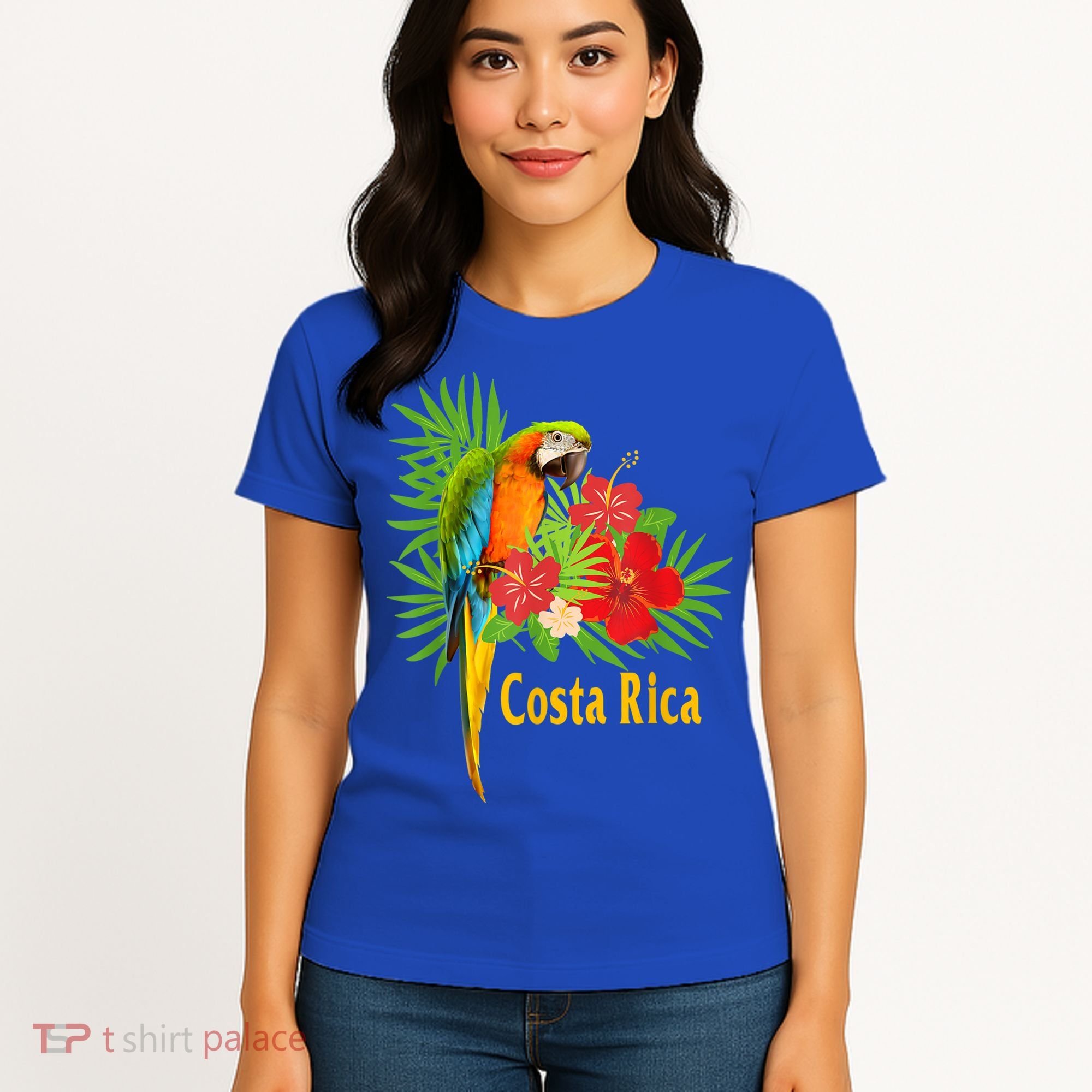Costa Rica Vacation Parrot Tropical Flowers Women's T-Shirt