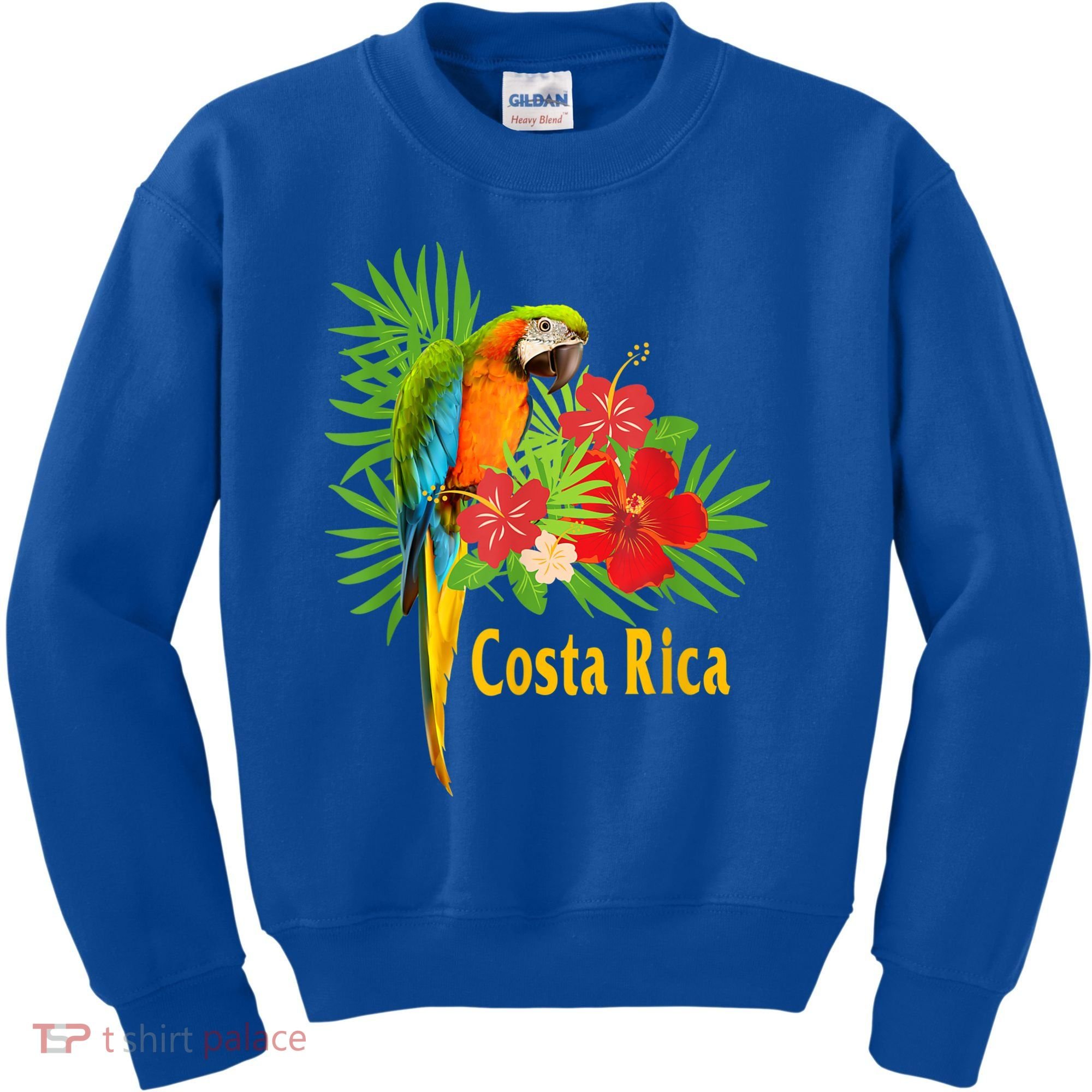 Costa Rica Vacation Parrot Tropical Flowers Kids Sweatshirt
