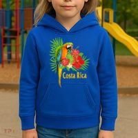 Costa Rica Vacation Parrot Tropical Flowers Kids Hoodie thumb 3