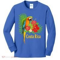 Costa Rica Vacation Parrot Tropical Flowers Kids Long Sleeve Shirt thumb 0