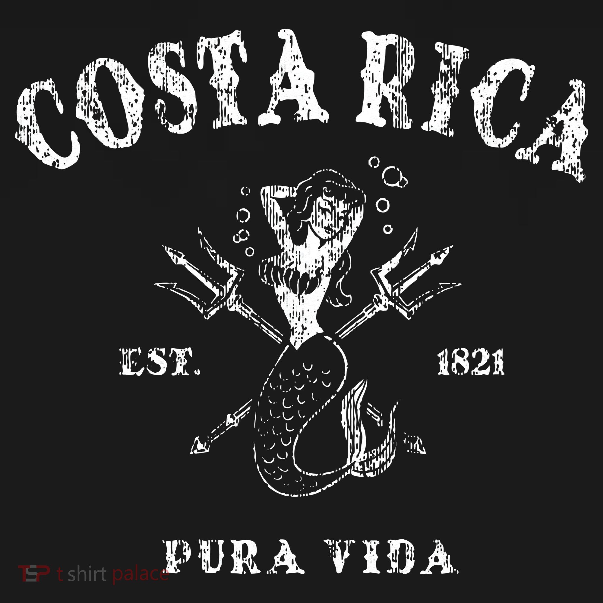 Costa Rica Vintage Pura Vida Mermaid Nautical T-Shirt