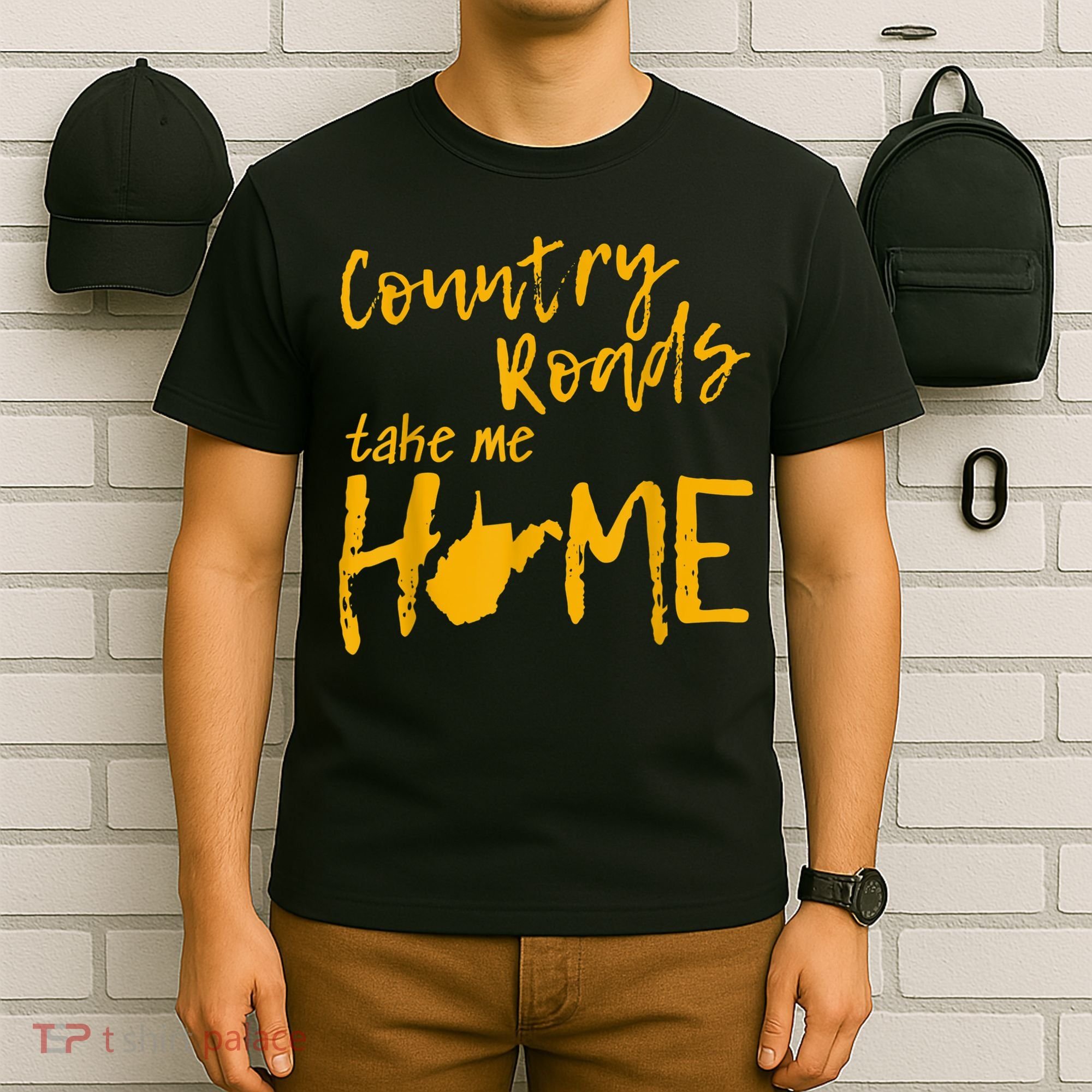 Country Roads West Virginia Map Take Me Home WV 304 T-Shirt