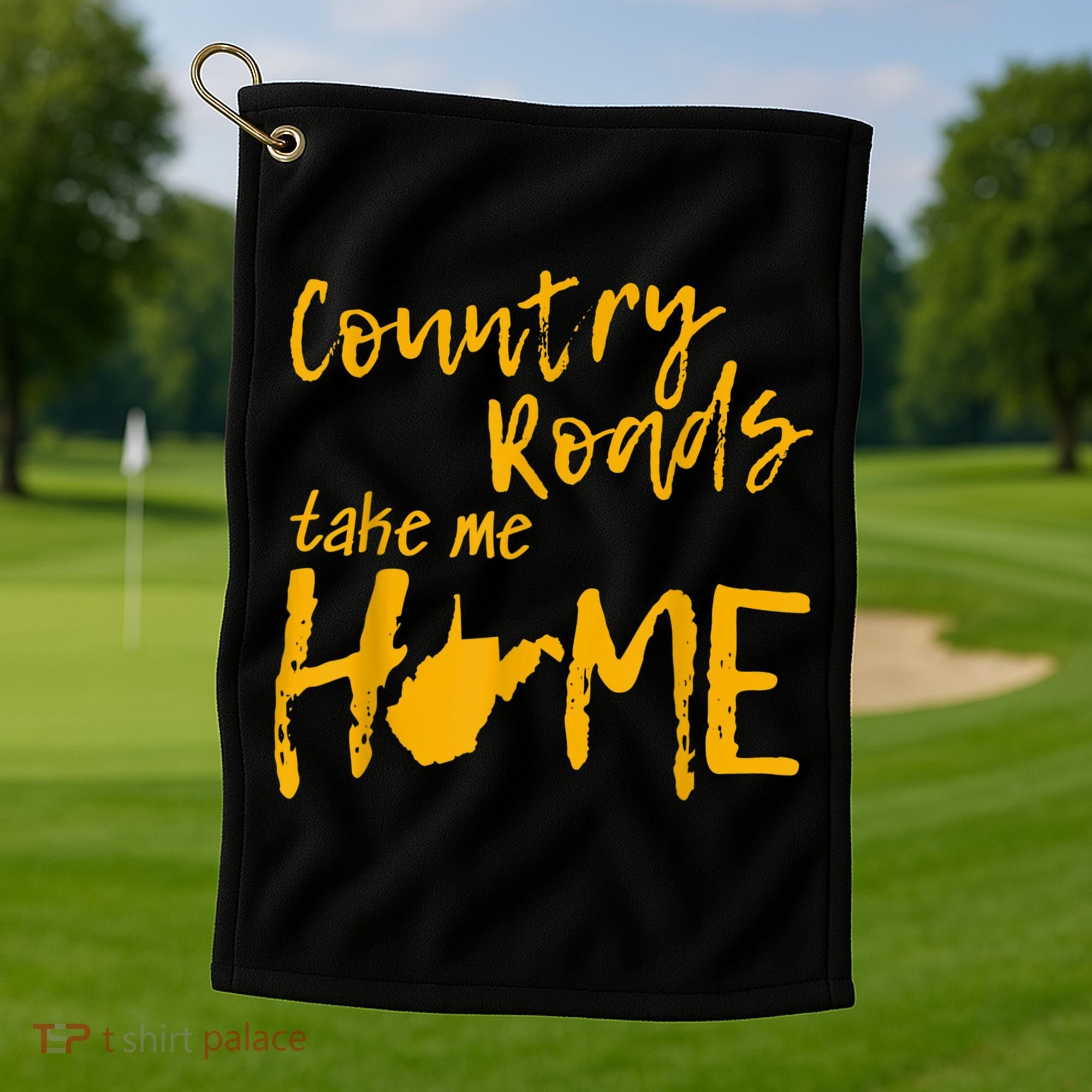 Country Roads West Virginia Map Take Me Home WV 304 Golf Towel