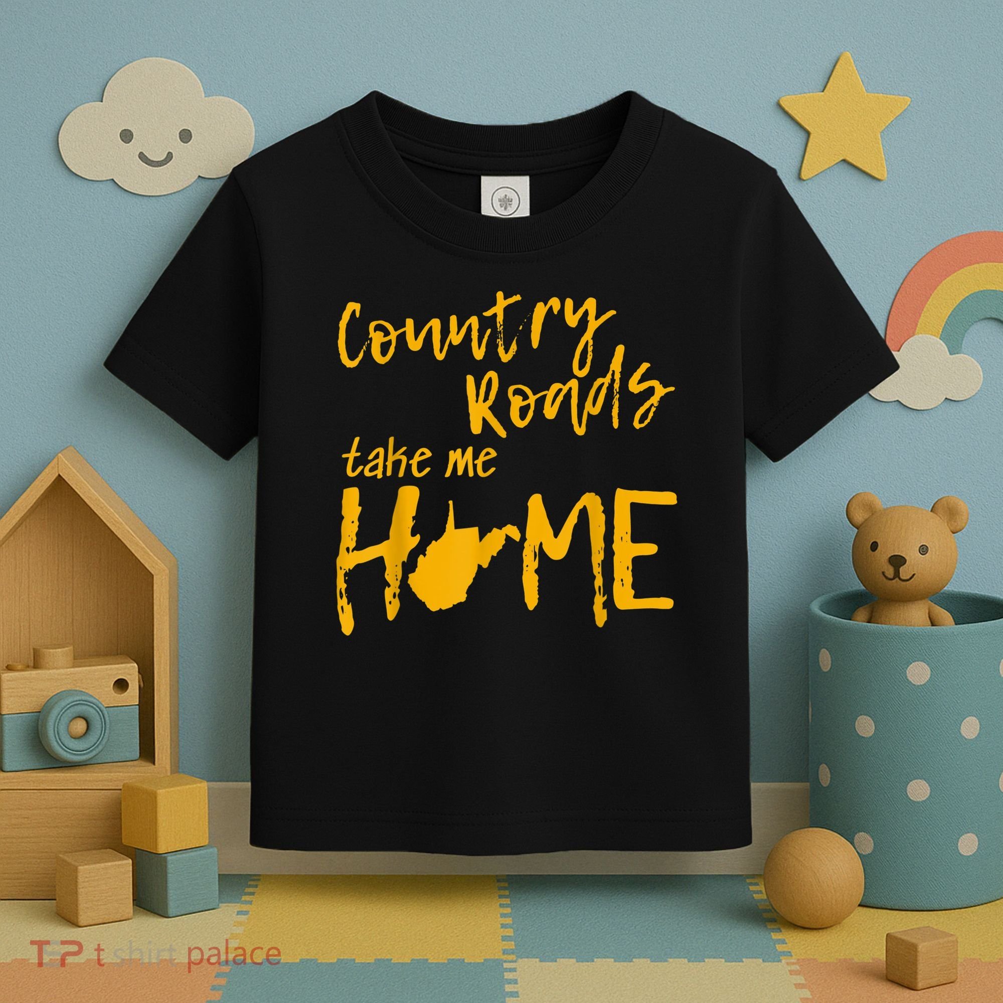 Country Roads West Virginia Map Take Me Home WV 304 Toddler T-Shirt