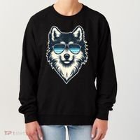 Cool Retro Wolf In Sunglasses 70s 80s 90s Novelty Funny Wolf Women's Sweatshirt thumb 0