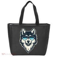 Cool Retro Wolf In Sunglasses 70s 80s 90s Novelty Funny Wolf Tote Bag thumb 0