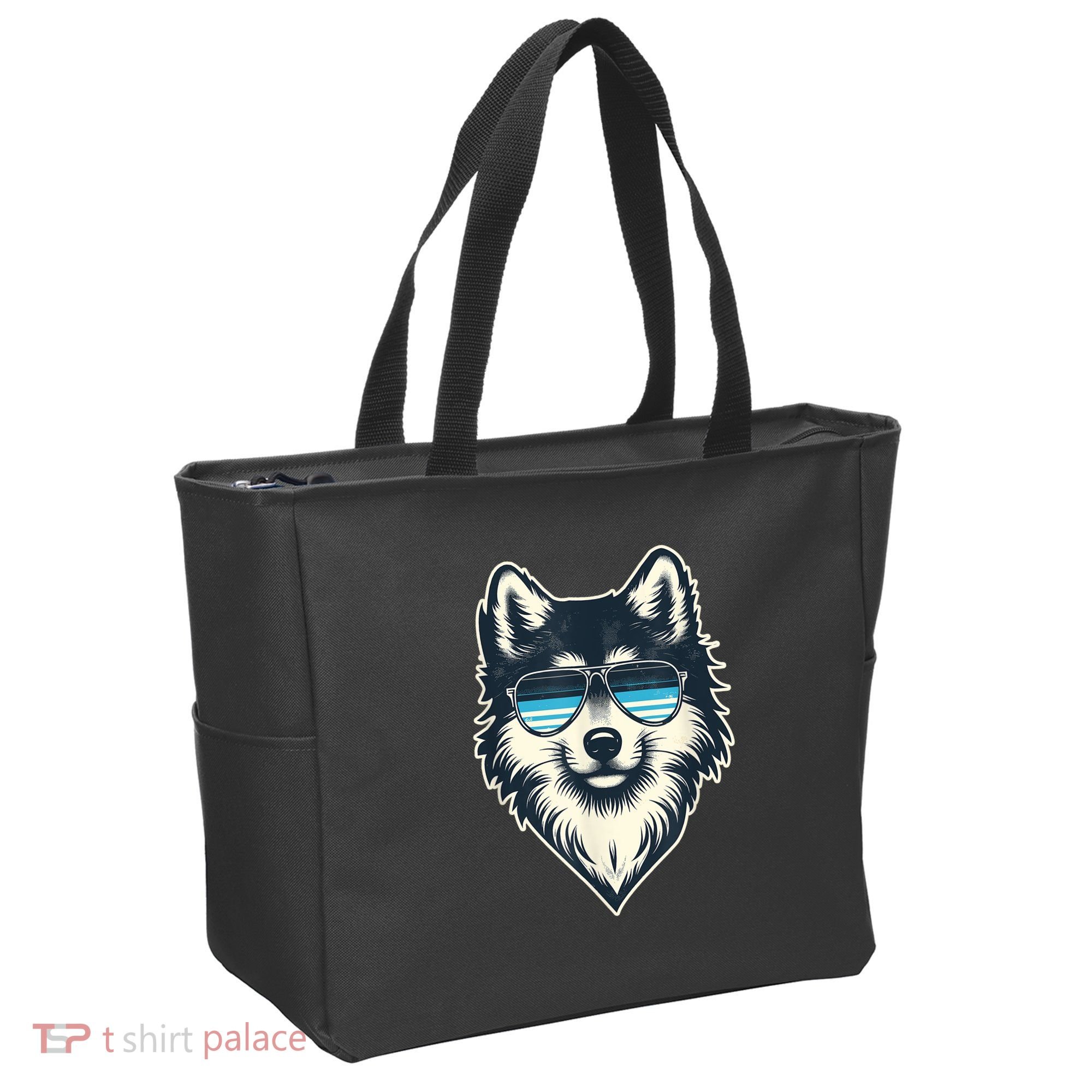 Cool Retro Wolf In Sunglasses 70s 80s 90s Novelty Funny Wolf Tote Bag