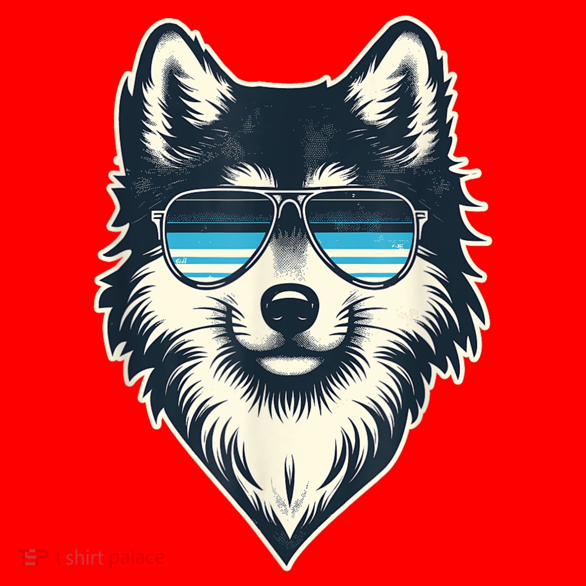 Cool Retro Wolf In Sunglasses 70s 80s 90s Novelty Funny Wolf Santa Hat