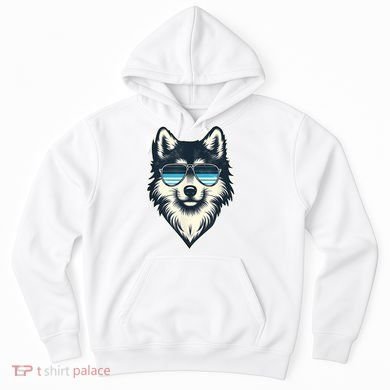 Cool Retro Wolf In Sunglasses 70s 80s 90s Novelty Funny Wolf Hoodie