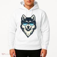 Cool Retro Wolf In Sunglasses 70s 80s 90s Novelty Funny Wolf Hoodie thumb 2
