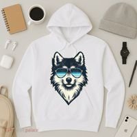 Cool Retro Wolf In Sunglasses 70s 80s 90s Novelty Funny Wolf Hoodie thumb 3