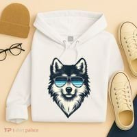 Cool Retro Wolf In Sunglasses 70s 80s 90s Novelty Funny Wolf Hoodie thumb 4