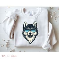 Cool Retro Wolf In Sunglasses 70s 80s 90s Novelty Funny Wolf Sweatshirt thumb 2