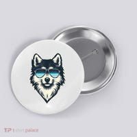Cool Retro Wolf In Sunglasses 70s 80s 90s Novelty Funny Wolf Button thumb 0