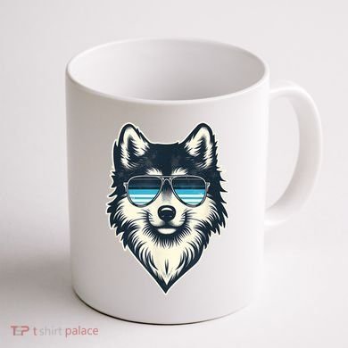 Cool Retro Wolf In Sunglasses 70s 80s 90s Novelty Funny Wolf Coffee Mug back