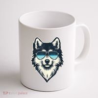 Cool Retro Wolf In Sunglasses 70s 80s 90s Novelty Funny Wolf Coffee Mug thumb 1