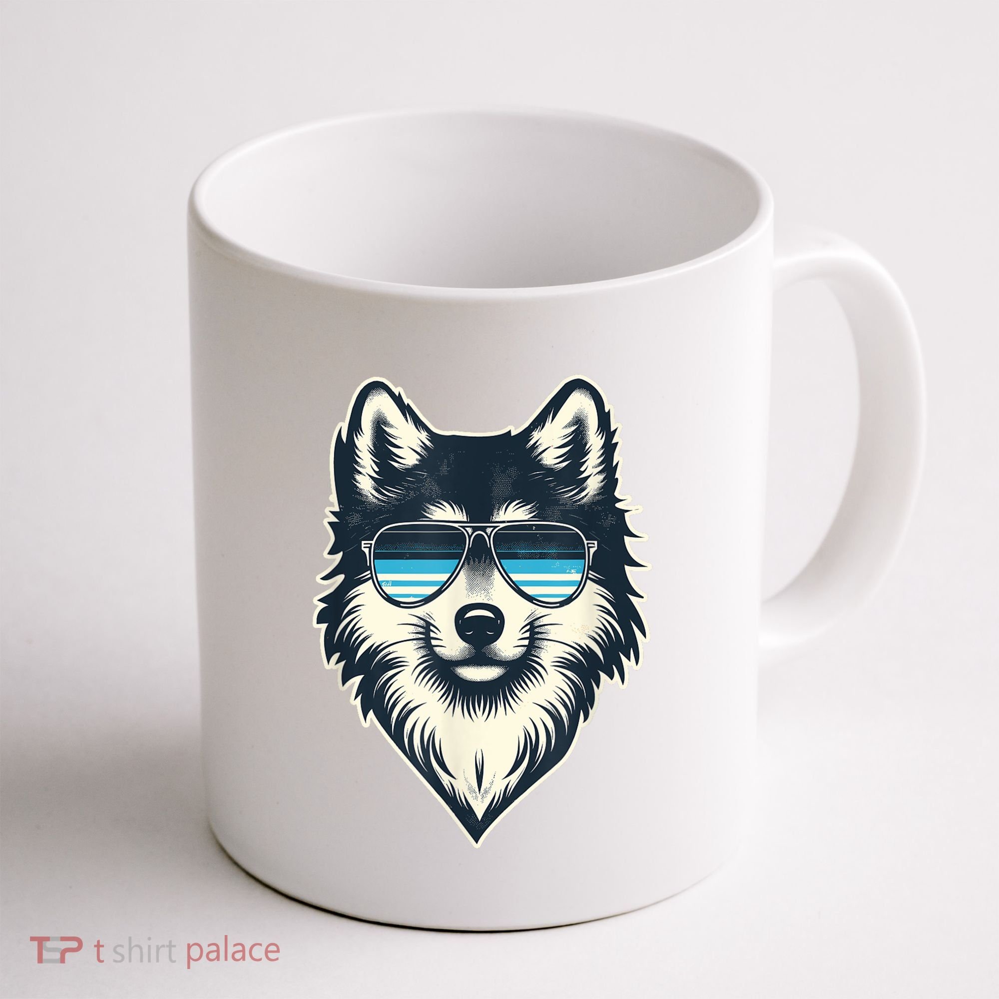 Cool Retro Wolf In Sunglasses 70s 80s 90s Novelty Funny Wolf Coffee Mug