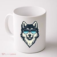 Cool Retro Wolf In Sunglasses 70s 80s 90s Novelty Funny Wolf Coffee Mug thumb 0