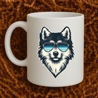 Cool Retro Wolf In Sunglasses 70s 80s 90s Novelty Funny Wolf Coffee Mug thumb 2