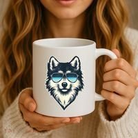 Cool Retro Wolf In Sunglasses 70s 80s 90s Novelty Funny Wolf Coffee Mug thumb 3