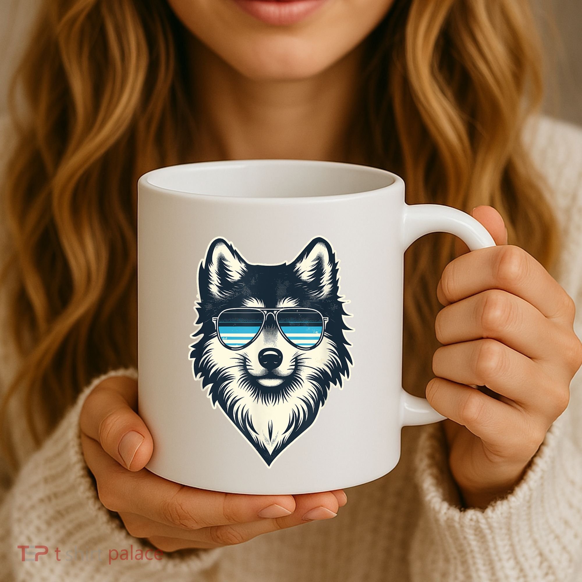 Cool Retro Wolf In Sunglasses 70s 80s 90s Novelty Funny Wolf Coffee Mug