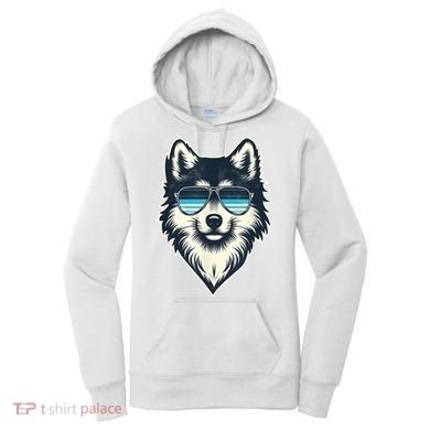 Cool Retro Wolf In Sunglasses 70s 80s 90s Novelty Funny Wolf Women's Hoodie