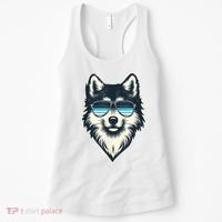Cool Retro Wolf In Sunglasses 70s 80s 90s Novelty Funny Wolf Women's Tank Top thumb 0
