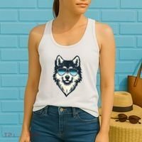 Cool Retro Wolf In Sunglasses 70s 80s 90s Novelty Funny Wolf Women's Tank Top thumb 2